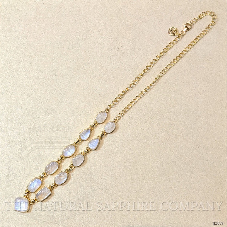 3.44 Ct. Rainbow Moonstone Bezel Necklace, Silver
