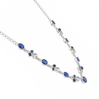 1.52 Ct. Blue Kyanite, White Topaz and Purple Amethyst Bezel Necklace, Silver Image