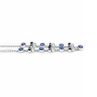 1.52 Ct. Blue Kyanite, White Topaz and Purple Amethyst Bezel Necklace, Silver Image