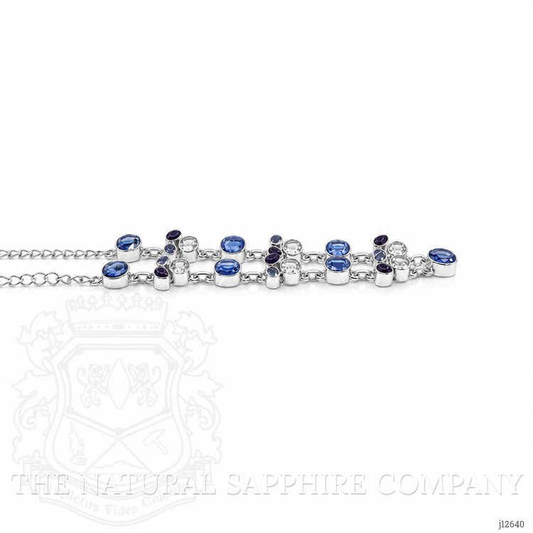 1.52 Ct. Blue Kyanite, White Topaz and Purple Amethyst Bezel Necklace, Silver