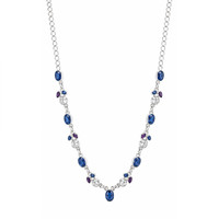 1.52 Ct. Blue Kyanite, White Topaz and Purple Amethyst Bezel Necklace, Silver Image