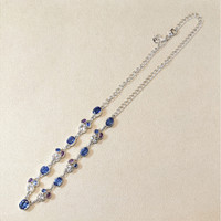 1.52 Ct. Blue Kyanite, White Topaz and Purple Amethyst Bezel Necklace, Silver Life Style