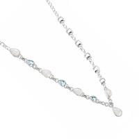 1.59 Ct. Rainbow Moonstone and Sky Blue Topaz Bezel Necklace, Silver Image