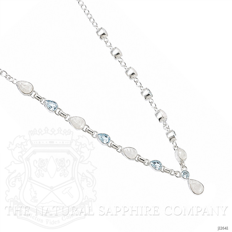 1.59 Ct. Rainbow Moonstone and Sky Blue Topaz Bezel Necklace, Silver