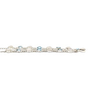 1.59 Ct. Rainbow Moonstone and Sky Blue Topaz Bezel Necklace, Silver Image