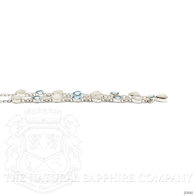 1.59 Ct. Rainbow Moonstone and Sky Blue Topaz Bezel Necklace, Silver