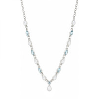 1.59 Ct. Rainbow Moonstone and Sky Blue Topaz Bezel Necklace, Silver Image