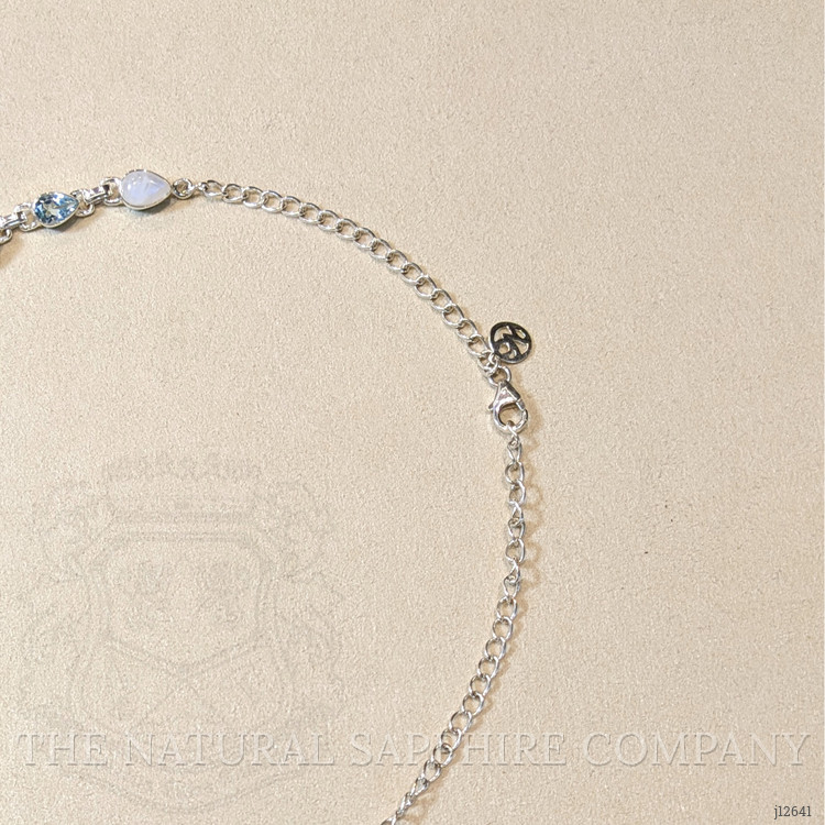 1.59 Ct. Rainbow Moonstone and Sky Blue Topaz Bezel Necklace, Silver