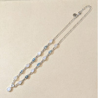 1.59 Ct. Rainbow Moonstone and Sky Blue Topaz Bezel Necklace, Silver Life Style