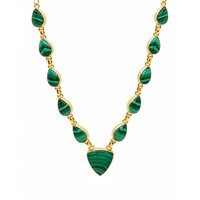 47.77 Ct. Malachite 18K Gold Plated Silver necklace