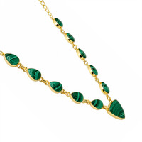 47.77&nbsp;Ct.Tw.Total Carat Weight Malachite Bezel Necklace, 18K Gold Plated Silver Image
