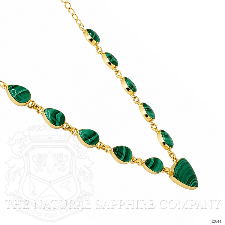 47.77 Ct.Tw. Malachite Bezel Necklace, 18K Gold Plated Silver