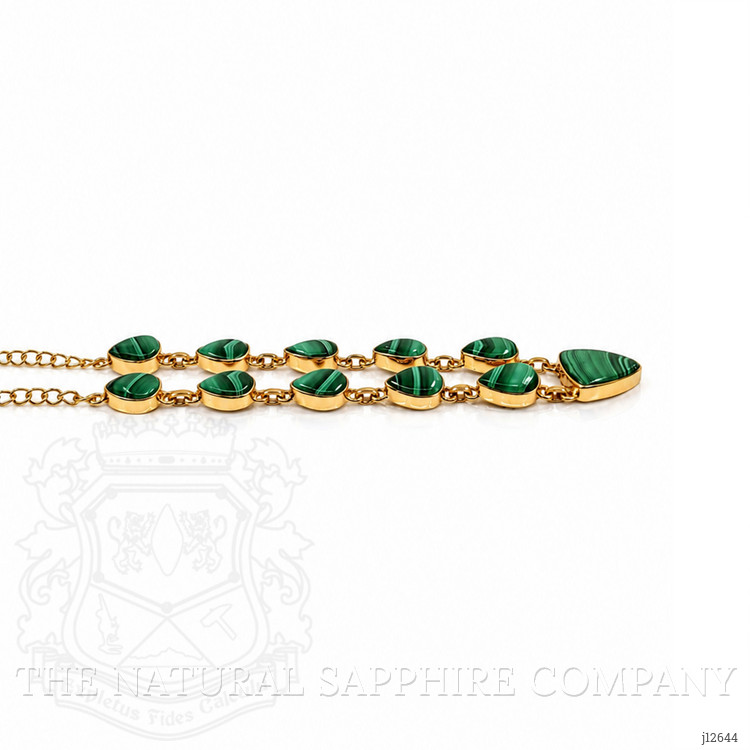 47.77 Ct.Tw. Malachite Bezel Necklace, 18K Gold Plated Silver