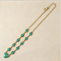 47.77&nbsp;Ct.Tw.Total Carat Weight Malachite Bezel Necklace, 18K Gold Plated Silver Life Style