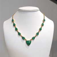 47.77&nbsp;Ct.Tw.Total Carat Weight Malachite Bezel Necklace, 18K Gold Plated Silver Life Style
