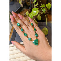 47.77&nbsp;Ct.Tw.Total Carat Weight Malachite Bezel Necklace, 18K Gold Plated Silver Life Style
