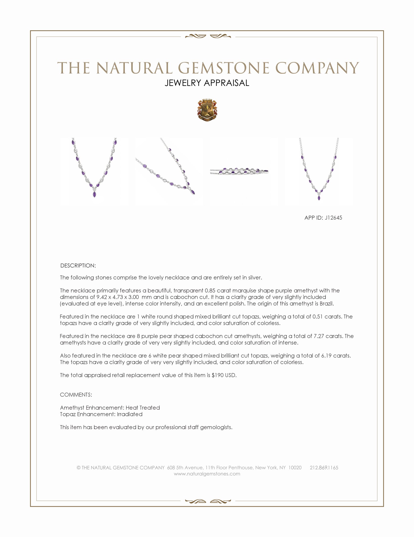 0.85 Ct. Purple Amethyst and White Topaz Bezel Necklace, Silver