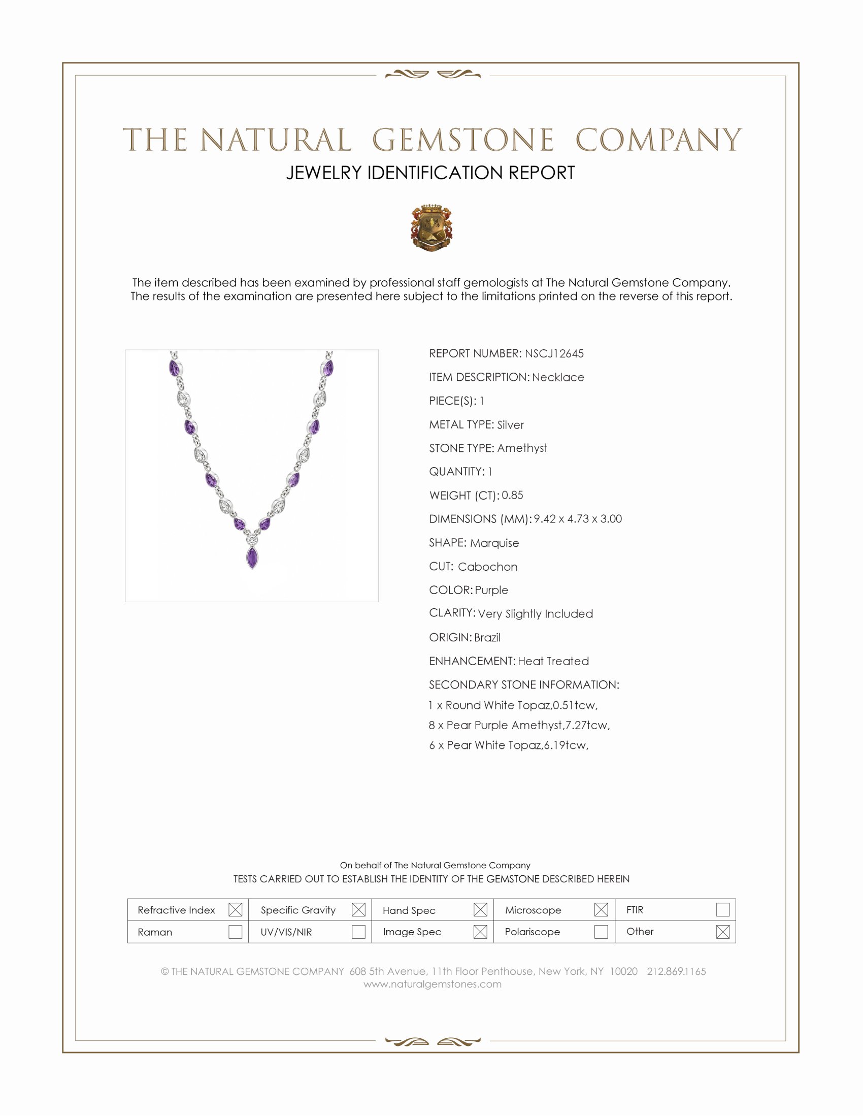 0.85 Ct. Purple Amethyst and White Topaz Bezel Necklace, Silver