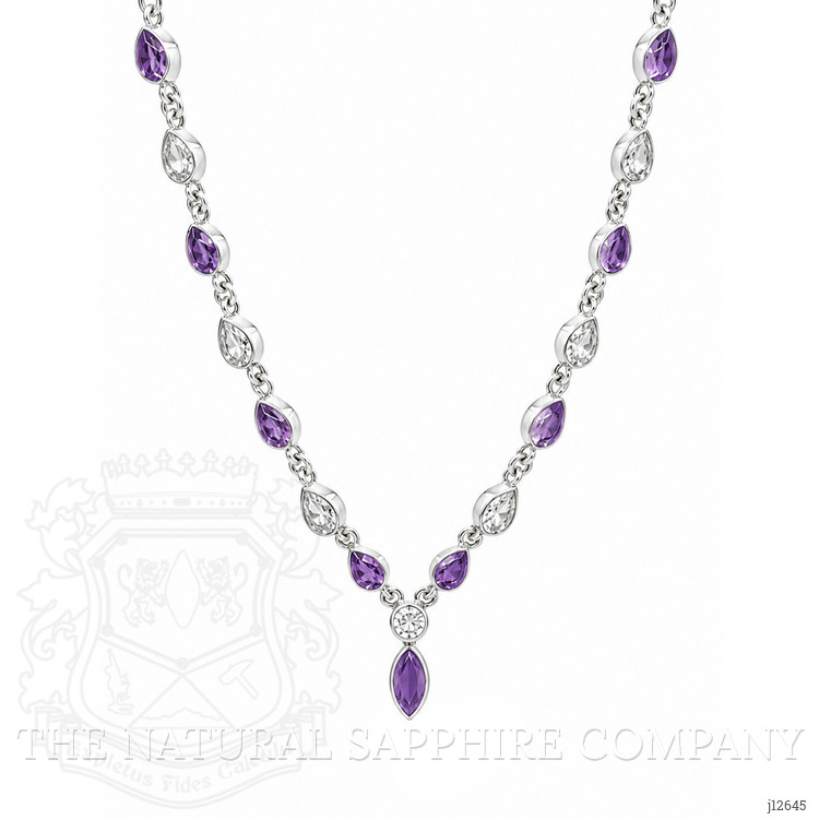 0.85 Ct. Purple Amethyst and White Topaz Bezel Necklace, Silver