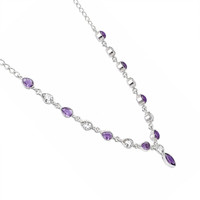 0.85 Ct. Purple Amethyst and White Topaz Bezel Necklace, Silver Image