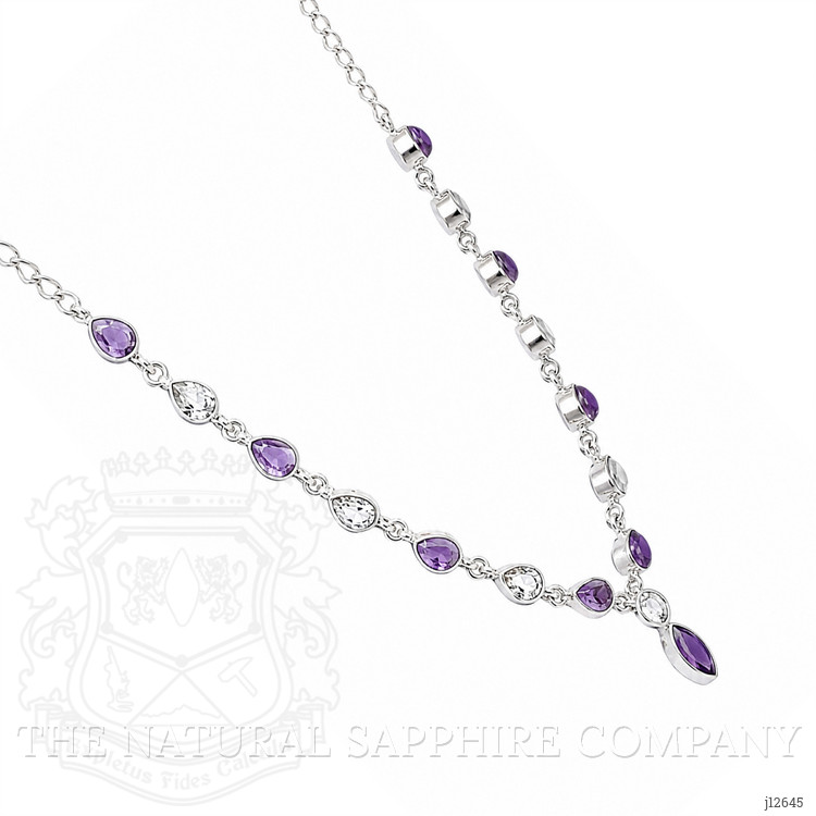 0.85 Ct. Purple Amethyst and White Topaz Bezel Necklace, Silver