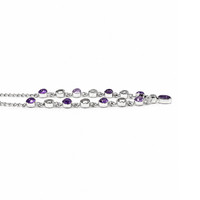 0.85 Ct. Purple Amethyst and White Topaz Bezel Necklace, Silver Image