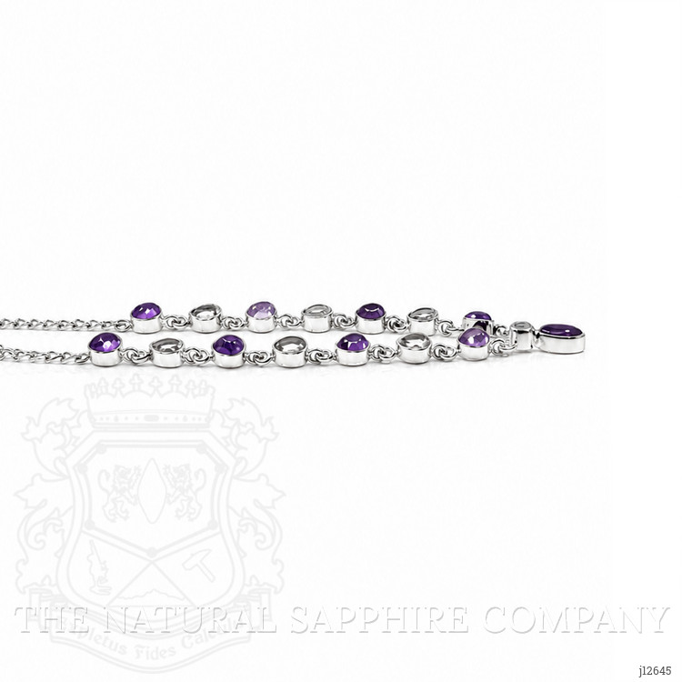 0.85 Ct. Purple Amethyst and White Topaz Bezel Necklace, Silver