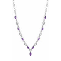 0.85 Ct. Purple Amethyst and White Topaz Bezel Necklace, Silver Image
