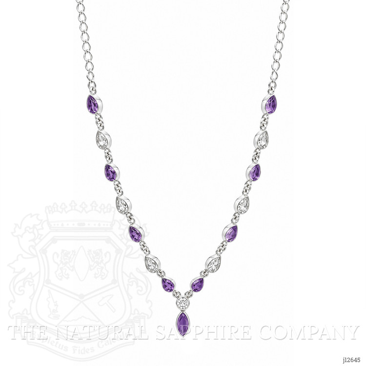 0.85 Ct. Purple Amethyst and White Topaz Bezel Necklace, Silver