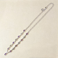 0.85 Ct. Purple Amethyst and White Topaz Bezel Necklace, Silver Life Style