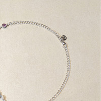 0.85 Ct. Purple Amethyst and White Topaz Bezel Necklace, Silver Life Style