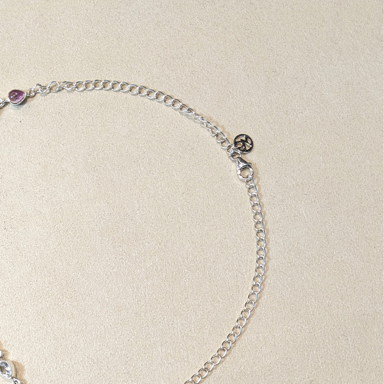 0.85 Ct. Purple Amethyst and White Topaz Bezel Necklace, Silver