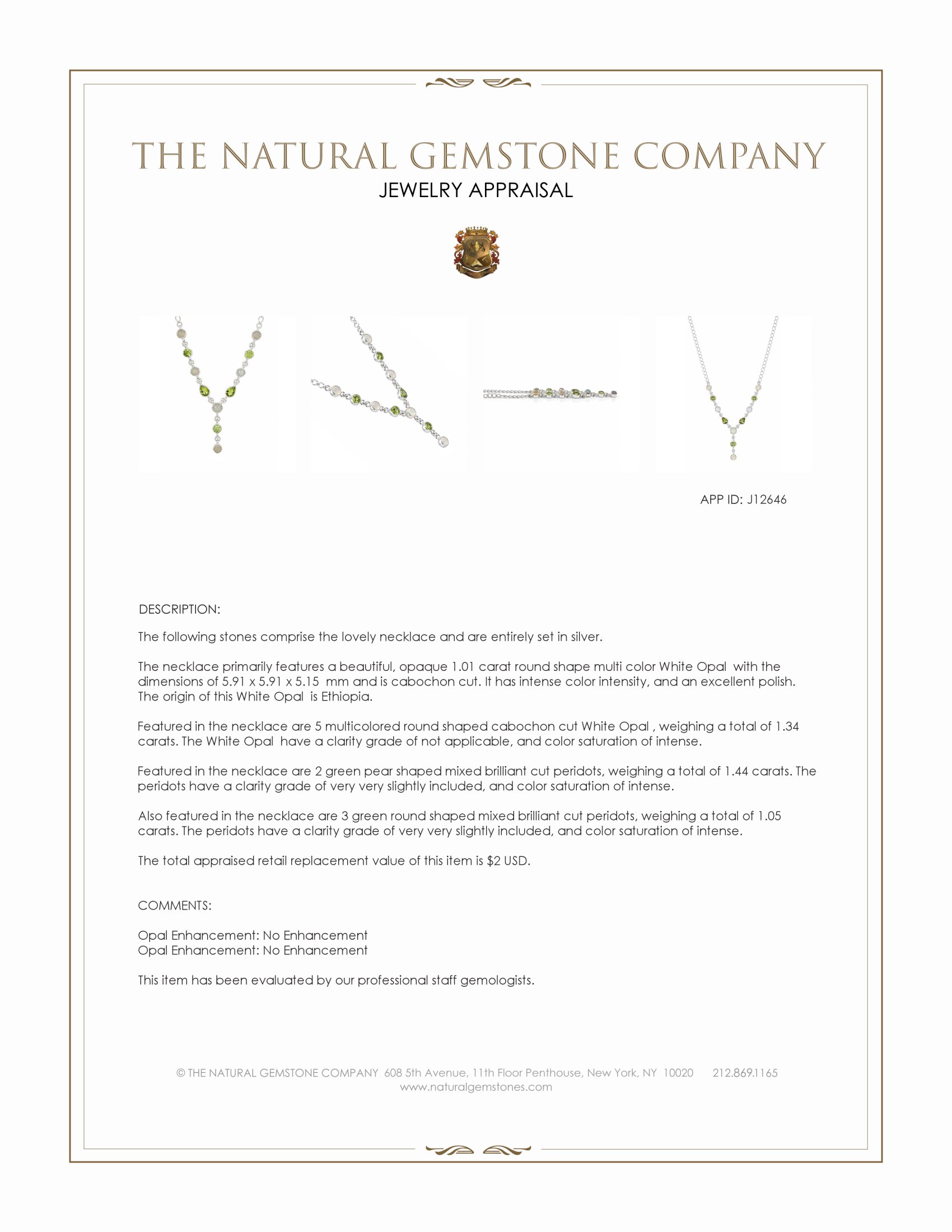 1.01 Ct. Mixed Opal and Green Peridot Bezel Necklace, Silver