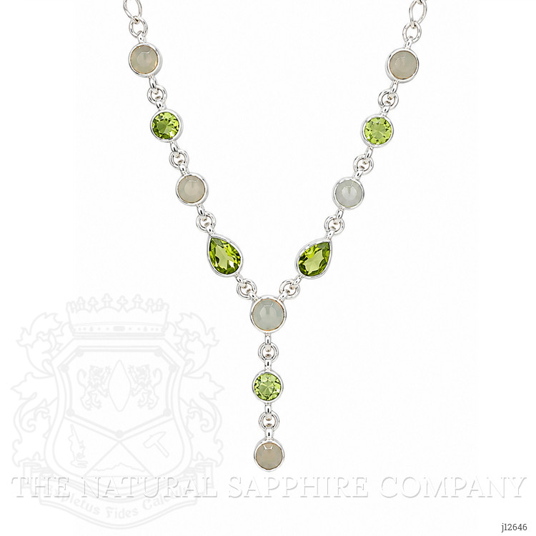 1.01 Ct. Mixed Opal and Green Peridot Bezel Necklace, Silver