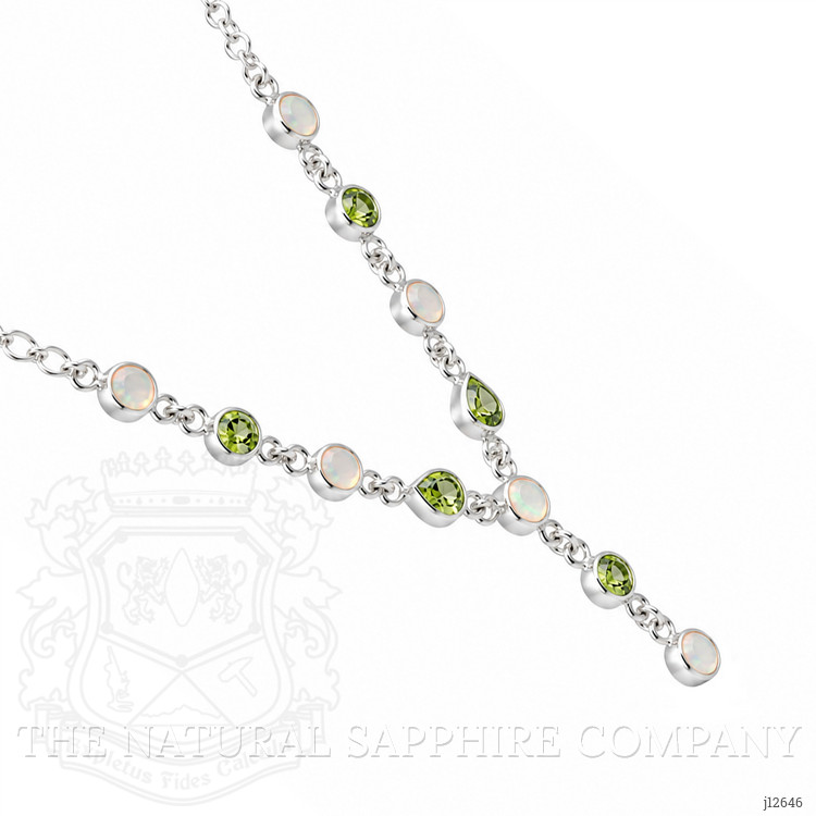 1.01 Ct. Mixed Opal and Green Peridot Bezel Necklace, Silver