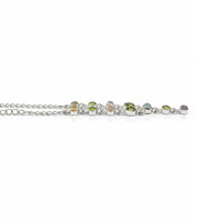 1.01 Ct. Mixed Opal and Green Peridot Bezel Necklace, Silver Image