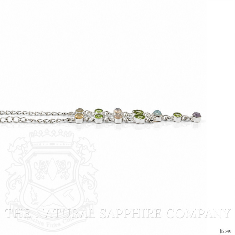 1.01 Ct. Mixed Opal and Green Peridot Bezel Necklace, Silver