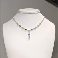 1.01 Ct. Mixed Opal and Green Peridot Bezel Necklace, Silver Life Style