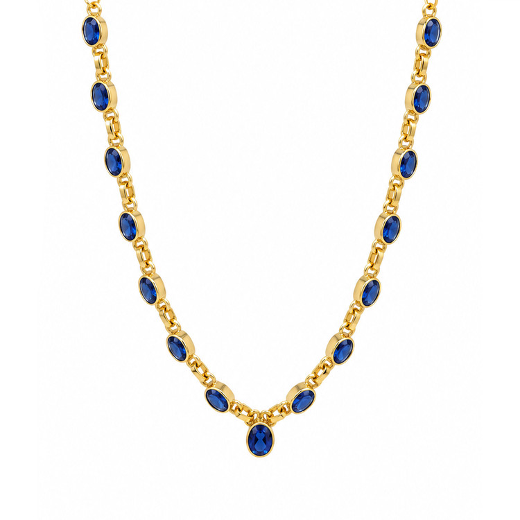 11.34 Ct.Tw. Blue Kyanite Bezel Necklace, 18K Gold Plated Silver