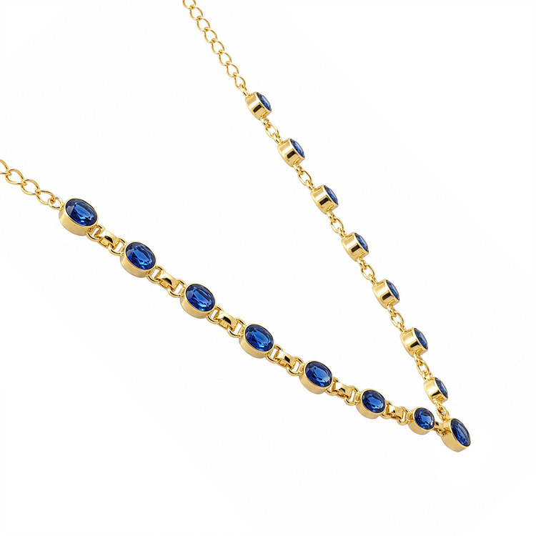 11.34 Ct.Tw. Blue Kyanite Bezel Necklace, 18K Gold Plated Silver