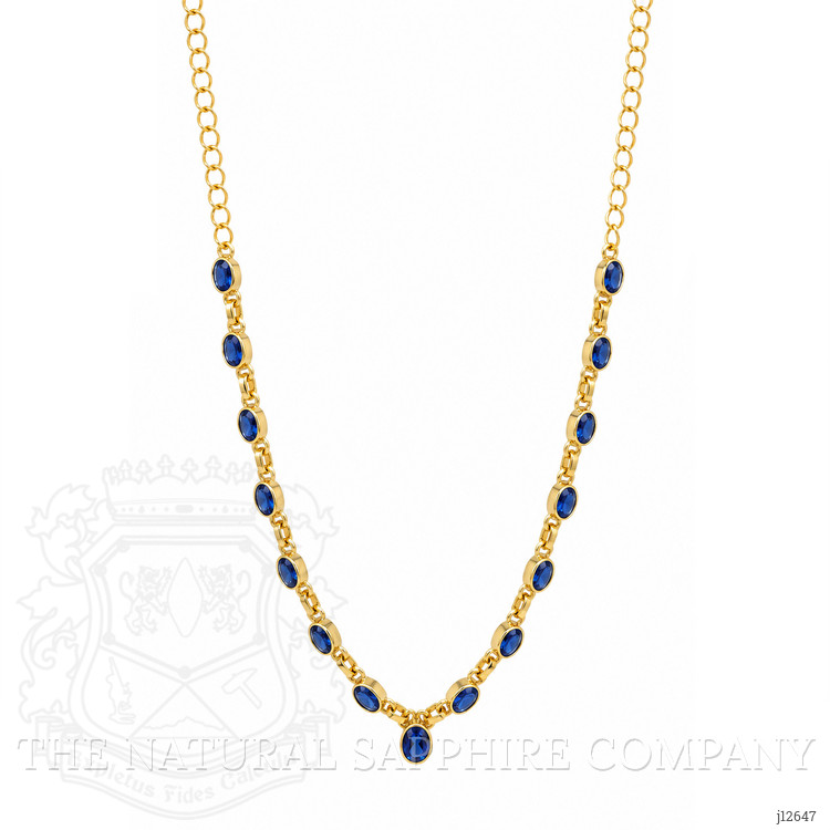 11.34 Ct.Tw. Blue Kyanite Bezel Necklace, 18K Gold Plated Silver
