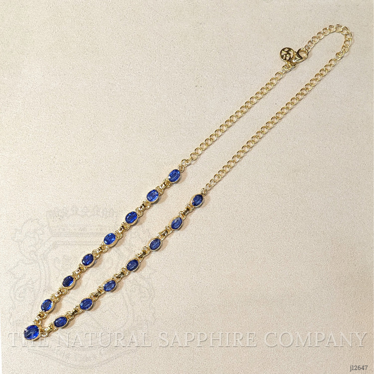 11.34 Ct.Tw. Blue Kyanite Bezel Necklace, 18K Gold Plated Silver