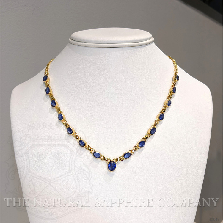11.34 Ct.Tw. Blue Kyanite Bezel Necklace, 18K Gold Plated Silver