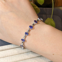 5.71 Ct.Tw.Total Carat Weight Violetish Blue Tanzanite Bezel Bracelet, Silver Life Style