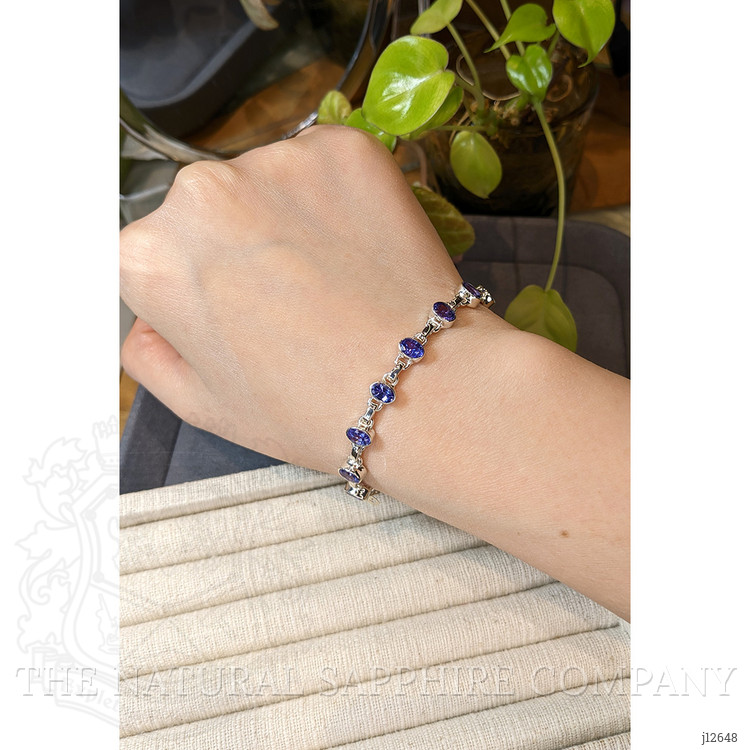 5.71 Ct.Tw. Violetish Blue Tanzanite Bezel Bracelet, Silver