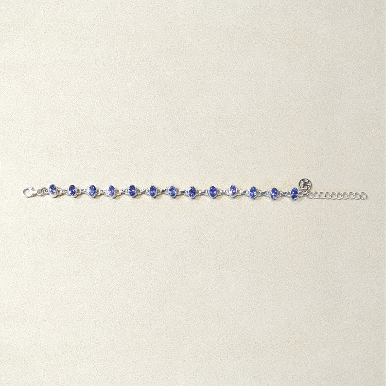 5.71 Ct.Tw. Violetish Blue Tanzanite Bezel Bracelet, Silver