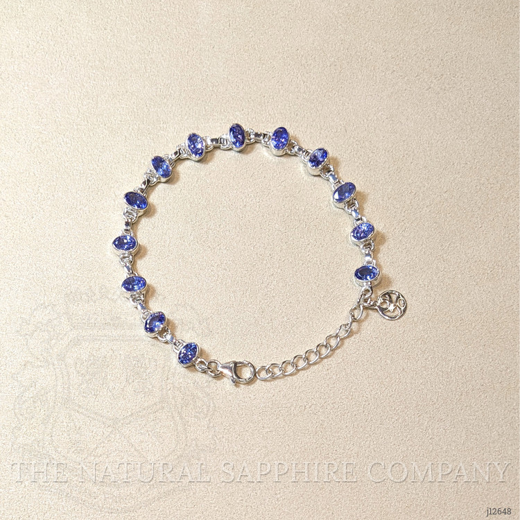5.71 Ct.Tw. Violetish Blue Tanzanite Bezel Bracelet, Silver