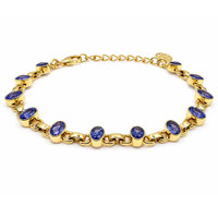 4.90 Ct.Tw.Total Carat Weight Violetish Blue Tanzanite Bezel Bracelet, 18K Gold Plated Silver Image