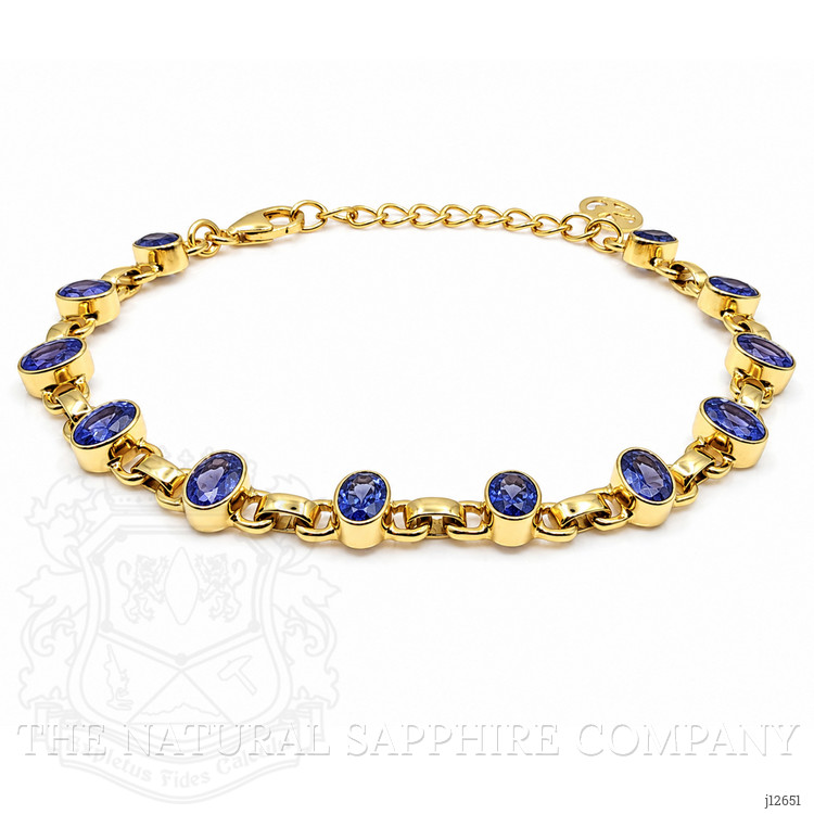 4.90 Ct.Tw. Violetish Blue Tanzanite Bezel Bracelet, 18K Gold Plated Silver