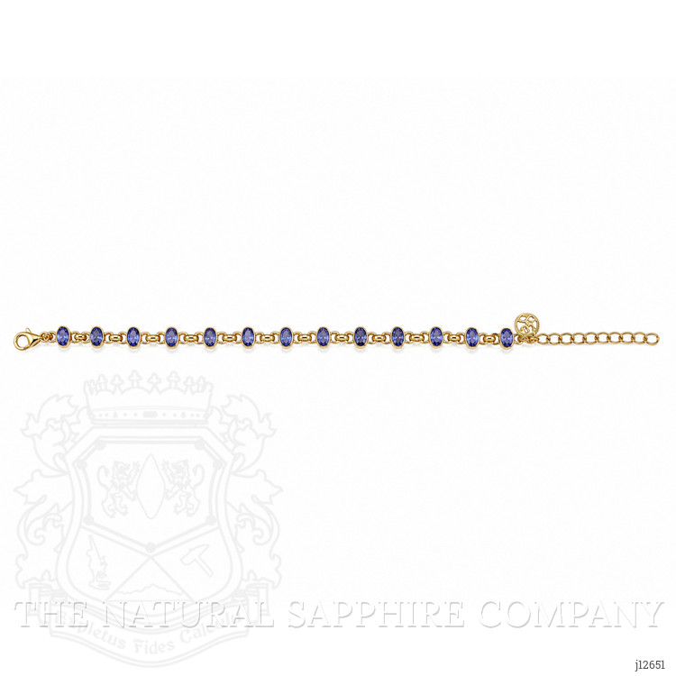 4.90 Ct.Tw. Violetish Blue Tanzanite Bezel Bracelet, 18K Gold Plated Silver